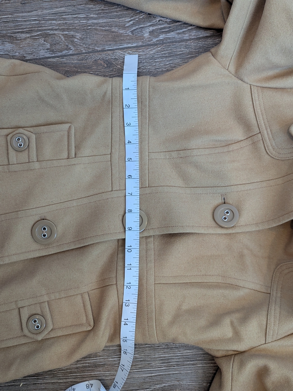 Tulle Anthropologie Wool Blend Camel Pea Coat Size Small Timeless Minimalist - Picture 10 of 12